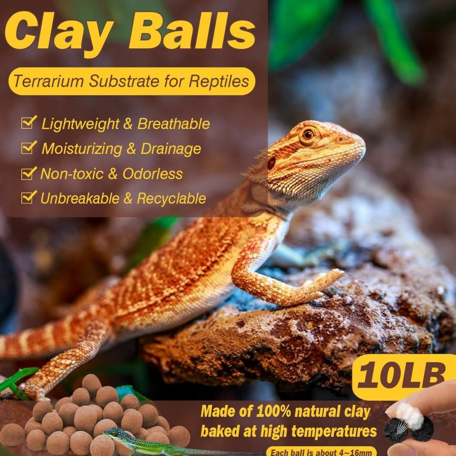 Reptiles & Amphibian ZeeDix | Zeedix 10Lbs Clay Balls Reptile Terrarium Substrate, 4Mm-16Mm Lightweight Expanded Clay Pebbles Reptile Bedding Substrate For Frogs Bearded Dragon Snakes Tortoises