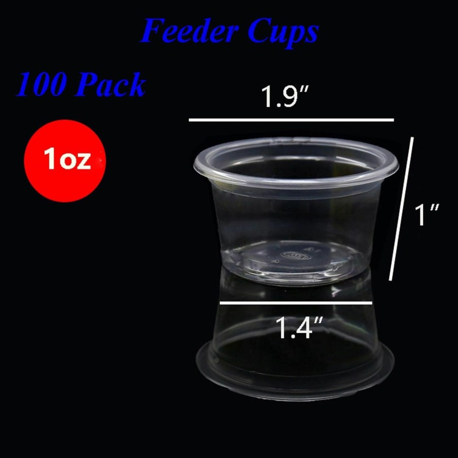 Reptiles & Amphibian Fuongee | Fuongee Small Gecko Food And Water Cups Plastic Feeder Cups, 100 Pack Feeding Bowls For Gecko Lizard And Other Small Pet, Capacity 1 Oz