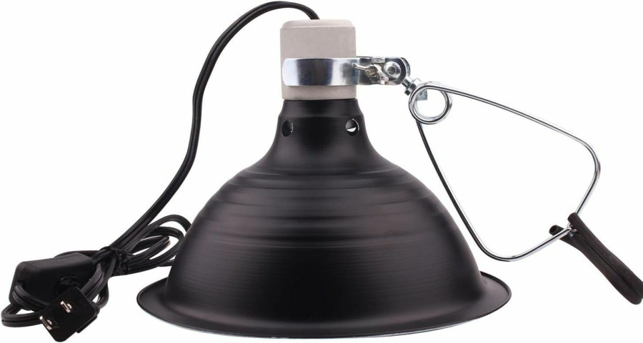 Reptiles & Amphibian Aiicioo | Dimmable Clamp Lamp Fixture - Dimmer Switch Max 75 Watt Deep Dome Lamp Fxiture For Reptiles And Amphibians Ceramic Socket Safety Cover 8.5Inch