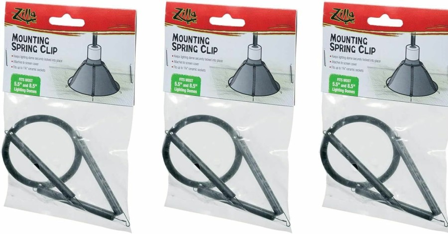 Reptiles & Amphibian Zilla | Zilla 3 Pack Of Mounting Spring Clips For Reptile Habitat Lighting Domes