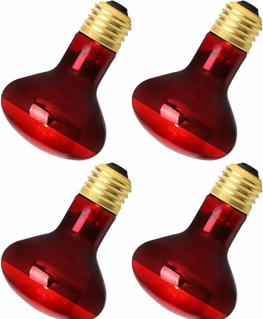 Reptiles & Amphibian FIVEAGE | Fiveage 4 Packs Reptile Red Heat Bulbs,75 Watt Infrared Basking Spot Lamp For Bearded Dragon, Reptile Basking Spot Bulb For Reptiles And Amphibian Use