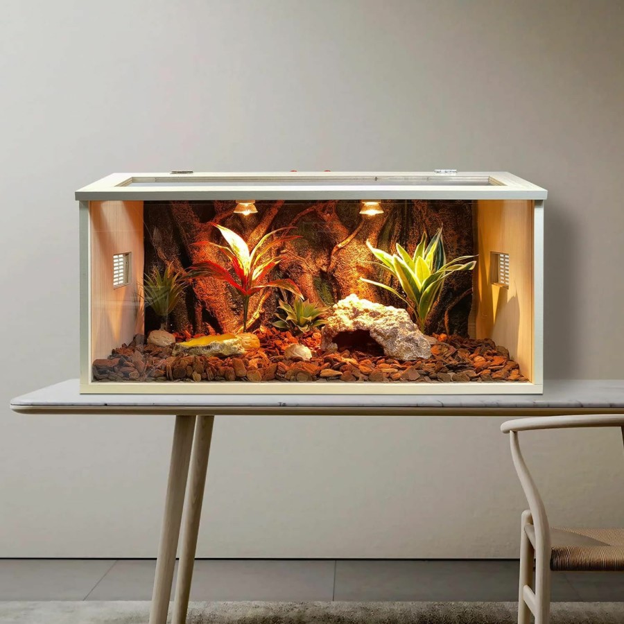 Reptiles & Amphibian PROLEE | Prolee Reptile Terrarium 28 Gallon, Lizard Tank Bearded Dragon Tank With Roof Door, Snake Tank With Built-In Lamp Fixture And Switch, 32\" Long