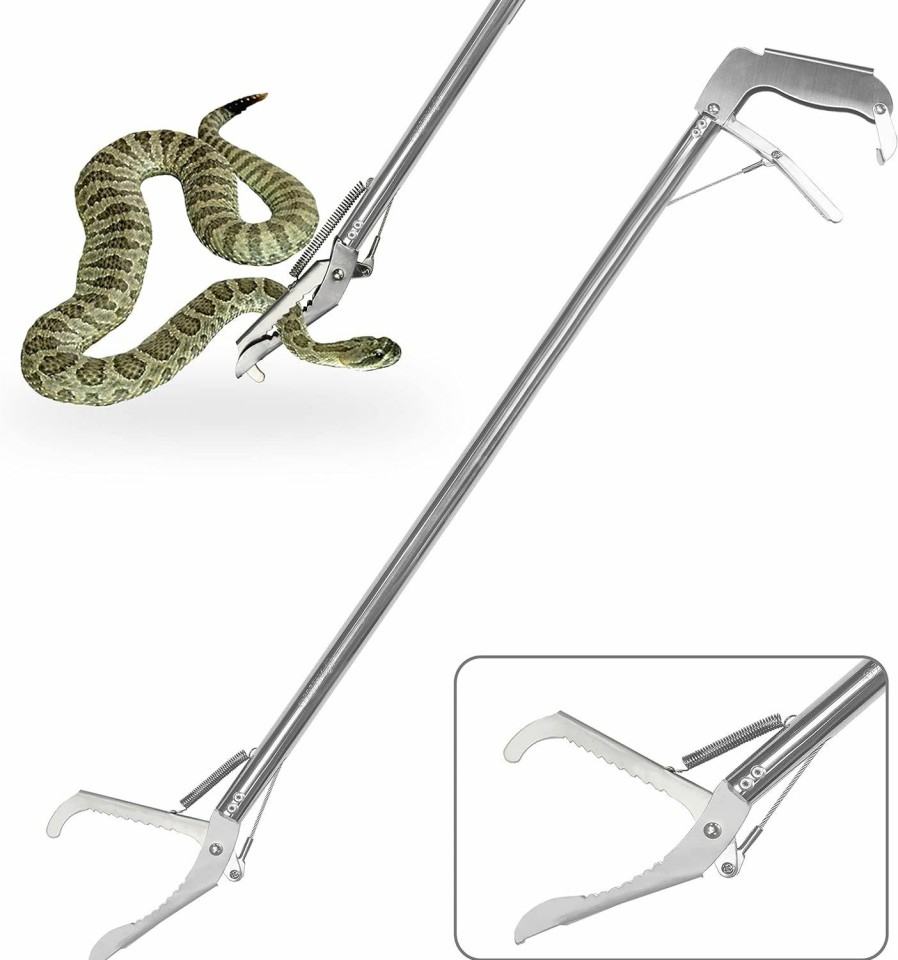 Reptiles & Amphibian CXCESNS | Cxcesns 60\" Professional All-Aluminum Alloy Snake Tongs,Extra Heavy Duty Snake Tongs Reptile Grabber Wide Jaw Handling Tool, Foldable With Lock