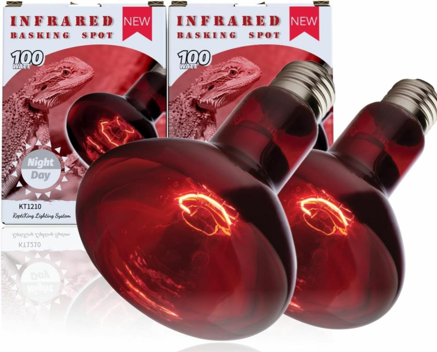 Reptiles & Amphibian ReptiKing | Reptiking Basking Light For Reptiles, 2-Pack 100W Upgraded Intense Basking Spot, Reptile Basking Bulb Light, Uva Heat Lamp Bulb For Bearded Dragon Turtle Chicken