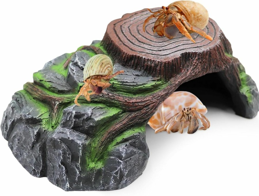 Reptiles & Amphibian Neeenn | Hermit Crab Hideout, Resin Simulation Stone Reptile Cave Hideout, Hermit Crab Climbing Toys, Terrarium Habitat Decor For Lizard Spider Aquarium Fish Gecko Bearded Dragon