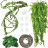 Reptiles & Amphibian Fhiny | Fhiny 4 Pcs Reptile Vines Plants Bendable Flexible Jungle Climbing Vines Plastic Leaves With Suction Cups Tank Accessories Habitat Decor For Bearded Dragons Lizards Snakes Geckos Frogs