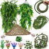 Reptiles & Amphibian Mechpia | Mechpia 12 Pieces Bearded Dragon Tank Accessories, Reptile Hammock Plants And Vines Terrarium Branch Plants Habitat Decoration For Lizard Gecko Snake Hermit Crab