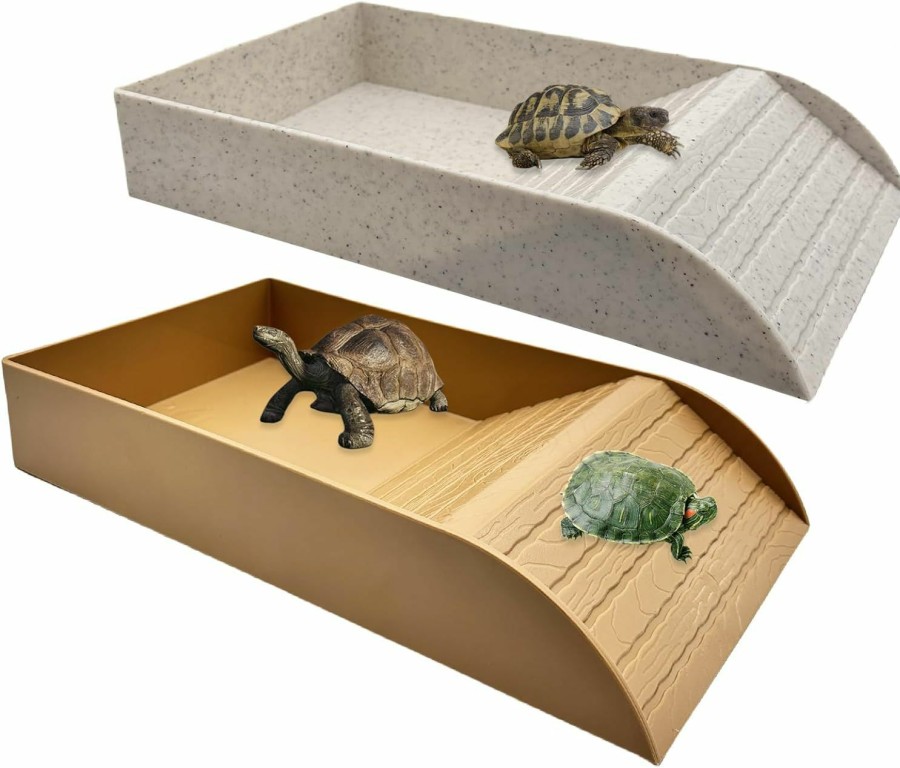 Reptiles & Amphibian Hamiledyi | Hamiledyi 2Pcs Turtle Feeding Dish,Reptile Food And Water Bowl Lizards Basking Platform With Ramp And Resting Platform Also Fit For Tortoise Lizard