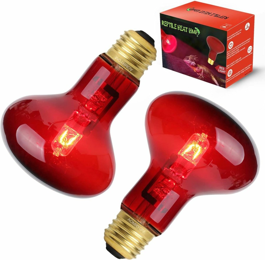 Reptiles & Amphibian AOMRYOM | Aomryom 100W 2 Pack Infrared Heat Lamp Bulb Red Light Heat Bulbs For Pet Lizards Bearded Dragons Chameleons Snakes Reptiles & Amphibians