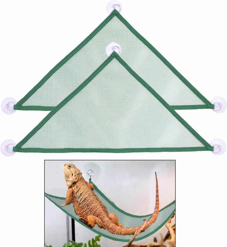 Reptiles & Amphibian ADOGGYGO | Adoggygo Bearded Dragon Lizard Hammock Reptile Hammock Lounger Ladder Bearded Dragon Hammock Accessories For Bearded Dragons Geckos Lizards Reptile (Green)