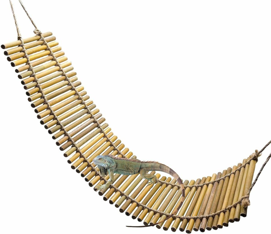 Reptiles & Amphibian BNOSDM | Bnosdm Bearded Dragon Hammock Lizard Lounger Large Reptiles Climbing Bridge Resting Reptile Bamboo Ladder Flexible Exercise Gym Swing Tank Accessories For Chameleon Geckos Iguanas Snakes,24 X 6 In