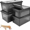 Reptiles & Amphibian Hamiledyi | Hamiledyi 4 Pcs Reptile Breeding Box Plastic Feeding Box Transparent Transport Container Portable Snake Enclosure Scorpion Lizard Gecko Insect Tarantula Frog Tortoise Spider Habitat Cage (Black)