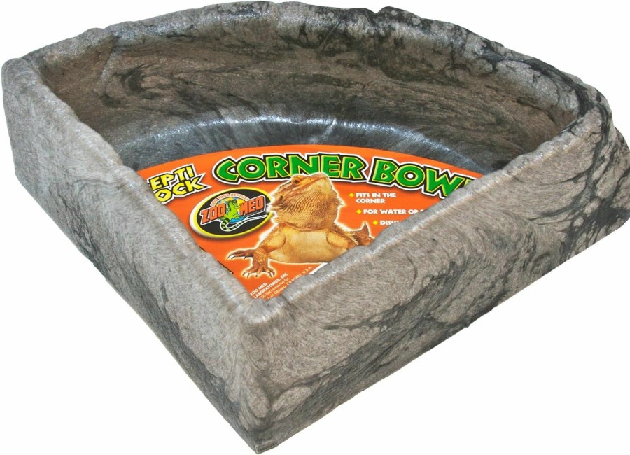 Reptiles & Amphibian Zoo Med | Zoo Med Kb-40 Reptile Rock Corner Water Dish Large