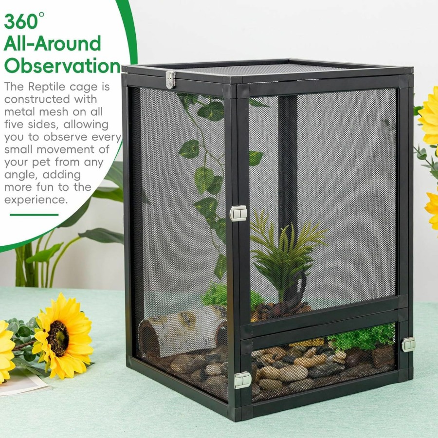 Reptiles & Amphibian BINANO | Binano 33-Gal Detachable And Foldable Reptile Terrarium, 360 Observation, Airflow, Interaction In Gecko Tank And Reptile Terrarium Kit For Crested Geckos, Leopard Geckos, Chameleons, Bearded Dragons