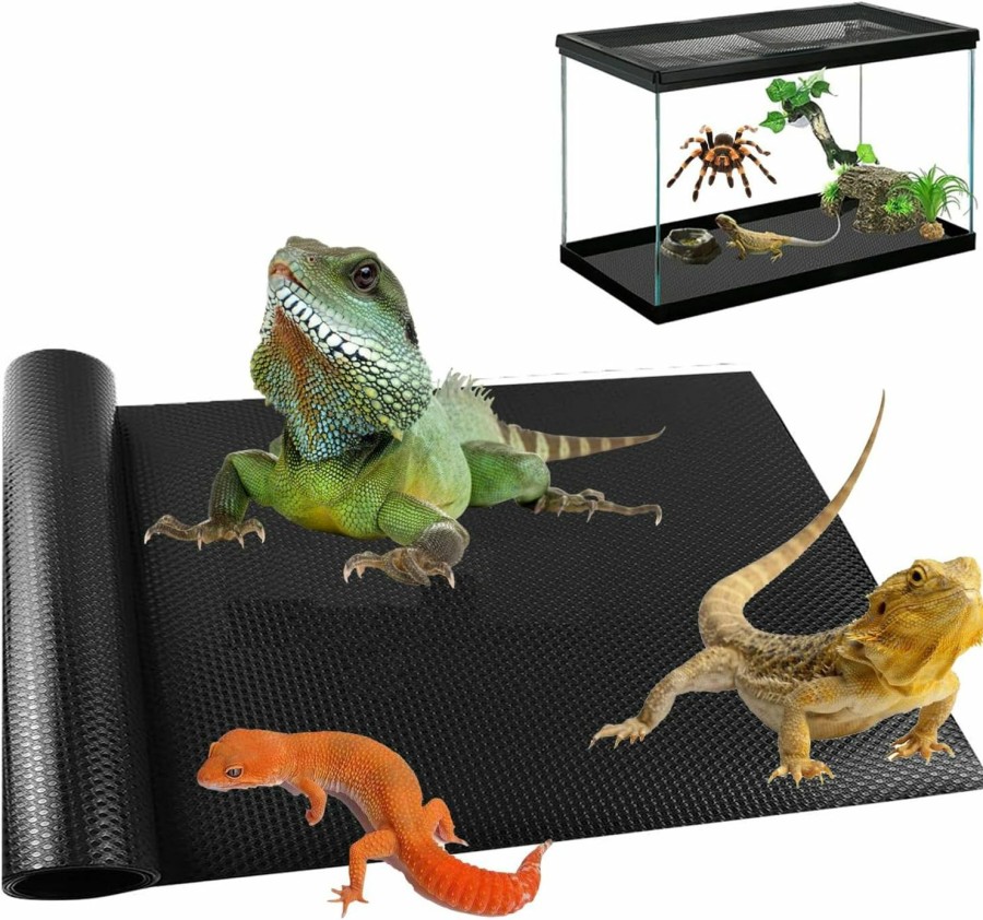 Reptiles & Amphibian Aptkin | Aptkin Bearded Dragon Tank Accessories, Reptile Carpet, Terrarium Substrate, Reptile Mat Water-Proof Terrarium Bedding For Leopard Gecko, Lizard, Iguana, Snake, Tortoise (79''X18'' Black)