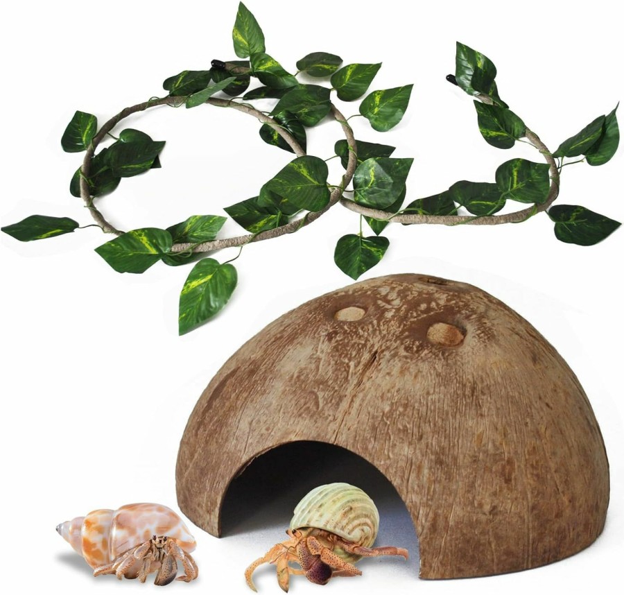 Reptiles & Amphibian kathson | Kathson 78.7 Inches Hermit Crab Climbing Toy, Reptile Habitat Accessories Small Bendable Hermit Crabs Supplies Hermit Crab Coconut Hut Reptile Jungle Vine For Hermit Crabs Lizards Frogs Geckos Snakes