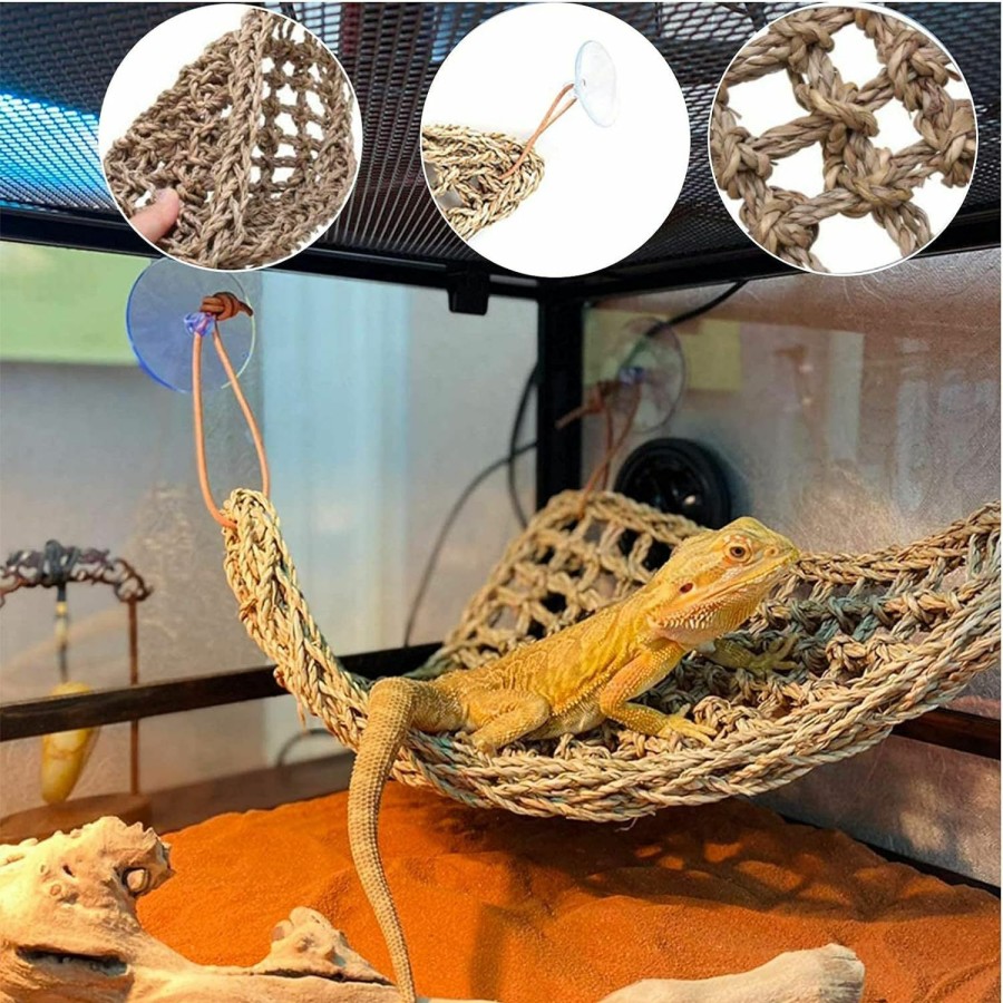 Reptiles & Amphibian Hamiledyi | Hamiledyi Bearded Dragon Tank Accessories Lizard Hammock Adjustable Leash Bat Wings Reptile Plants Hanging Fake Vines Tank Habitat Decor For Climbing Chameleon Lizards Gecko Snakes