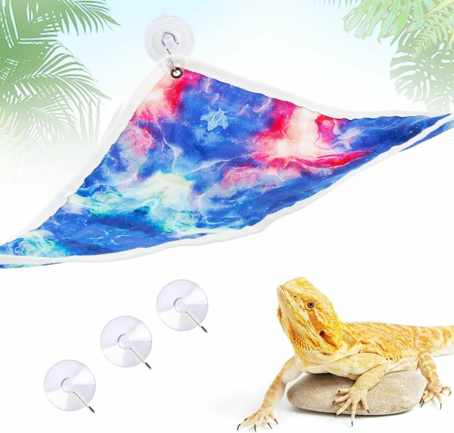 Reptiles & Amphibian Generic | Bearded Dragon Hammock, Reptile Hammock, Gecko Hammock Hanging Bed, Small Pet Habitat Shelter, Natural Fabric Hanging Starry Sky Lizard Hammock For Geckos, Iguanas, And Hermit Crabs (Triangular)