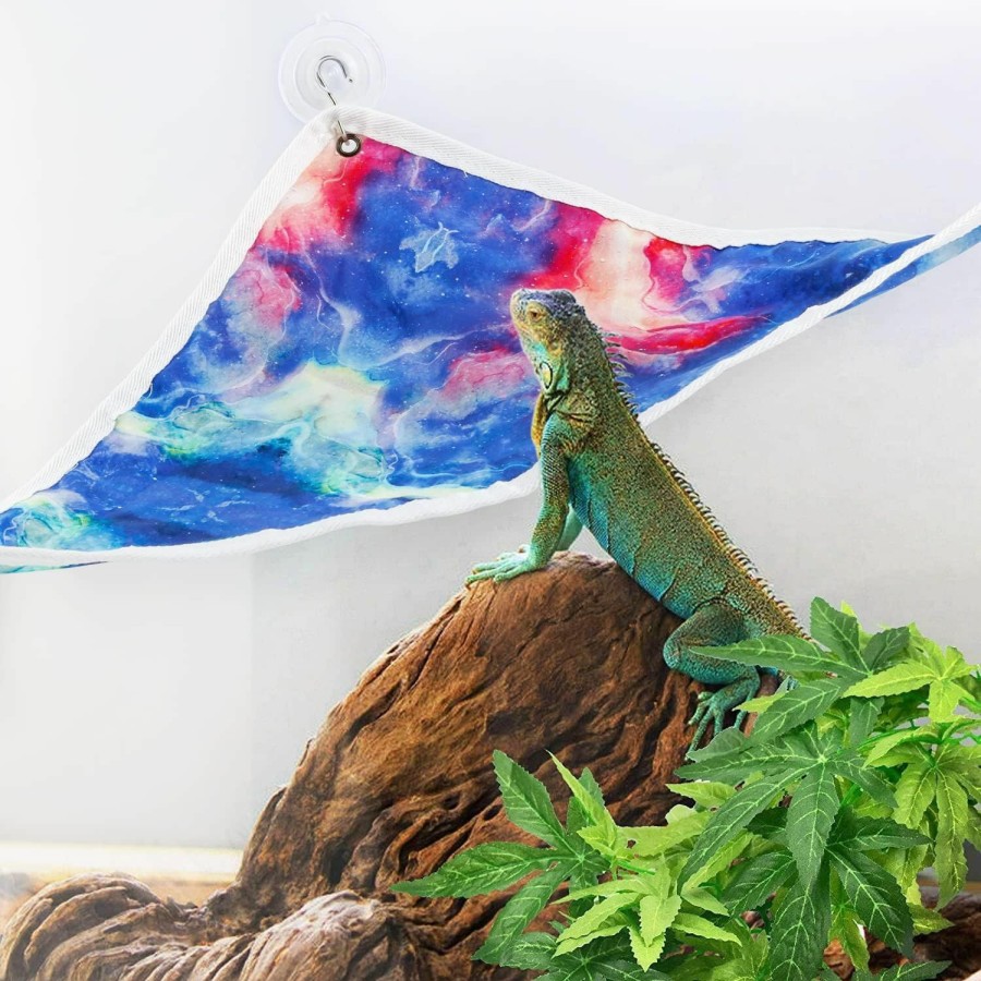 Reptiles & Amphibian Generic | Bearded Dragon Hammock, Reptile Hammock, Gecko Hammock Hanging Bed, Small Pet Habitat Shelter, Natural Fabric Hanging Starry Sky Lizard Hammock For Geckos, Iguanas, And Hermit Crabs (Triangular)