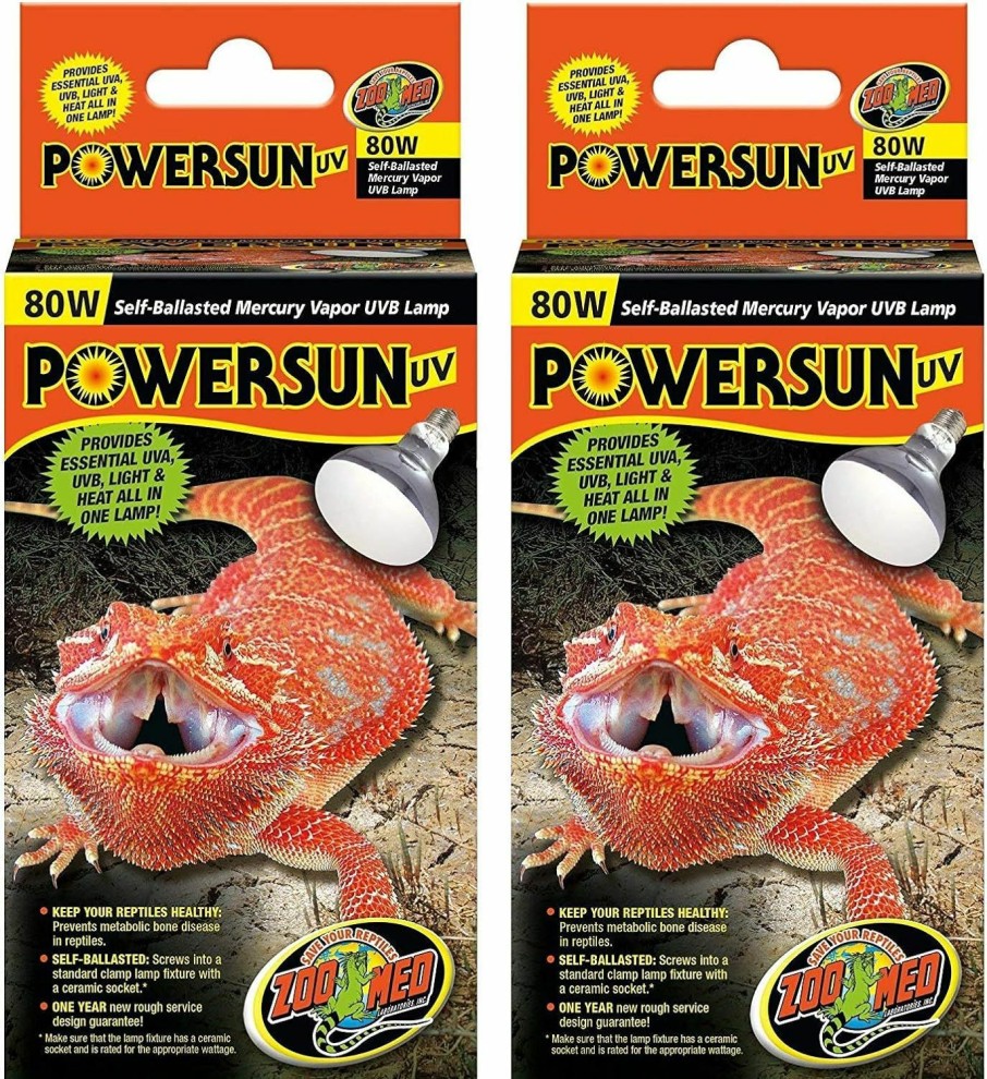 Reptiles & Amphibian Zoo Med | Zoo Med 2 Pack Of Powersun Uv Reptile Bulbs, 80 Watts, Self-Ballasted Mercury Vapor Uvb Lamp2