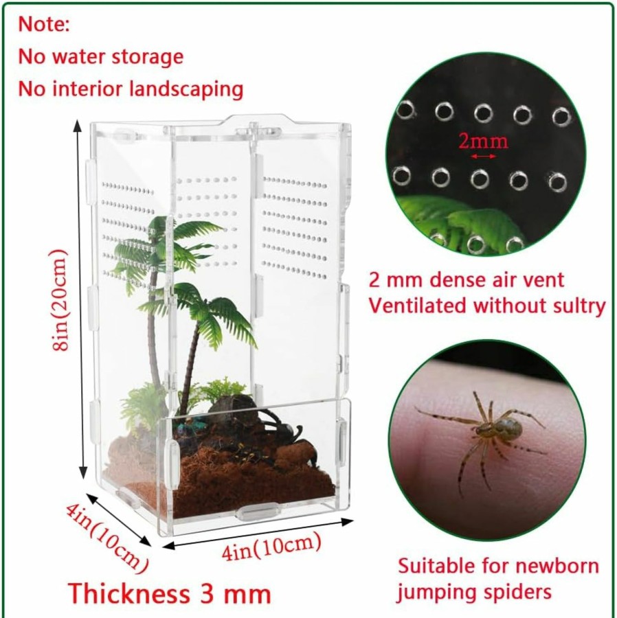 Reptiles & Amphibian Generic | Jumping Spider Enclosure,8X4X4 Inch Reptile Feeding Box,Micro Transparent Habitat Tarantulas Cage Jumping Spider Enclosure For Small Reptile Insect Office Home