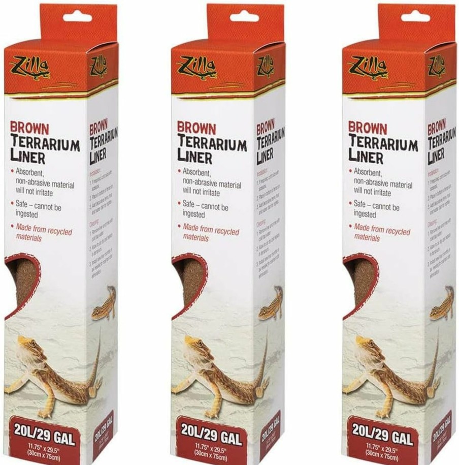 Reptiles & Amphibian Zilla | Zilla Brown Terrarium Liner 20/29 Gallons, Pack Of 3