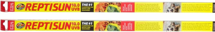 Reptiles & Amphibian Zoo Med | Zoo Med 2 Pack Of T8 Reptisun 10.0 Uvb, 24 Inch, 17 Watt, Reptile Habitat Lighting