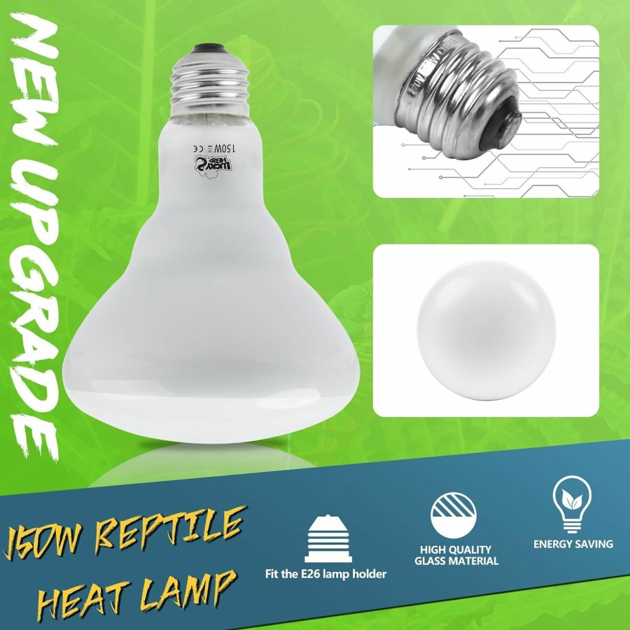 Reptiles & Amphibian LUCKY HERP | Lucky Herp Heat Lamp Bulbs - 150W Reptile Heat Lamp 2 Pack, Daylight Basking Heat Lamp Bulbs For Reptile, Uva Heat Light Bulb For Reptiles, Amphibians, Bearded Dragons, Lizards, Turtles, Chickens