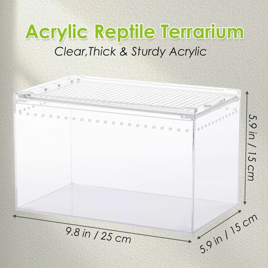 Reptiles & Amphibian Apatal | Apatal Acrylic Reptile Terrarium Enclosure 9.8\" X 5.9\" X 5.9\" Magnetic Tarantula Breeding Box Transparent Insect Habitat For Jumping Spider Hermit Crab Lizard Sling Isopods Horned Frog Snake Gecko