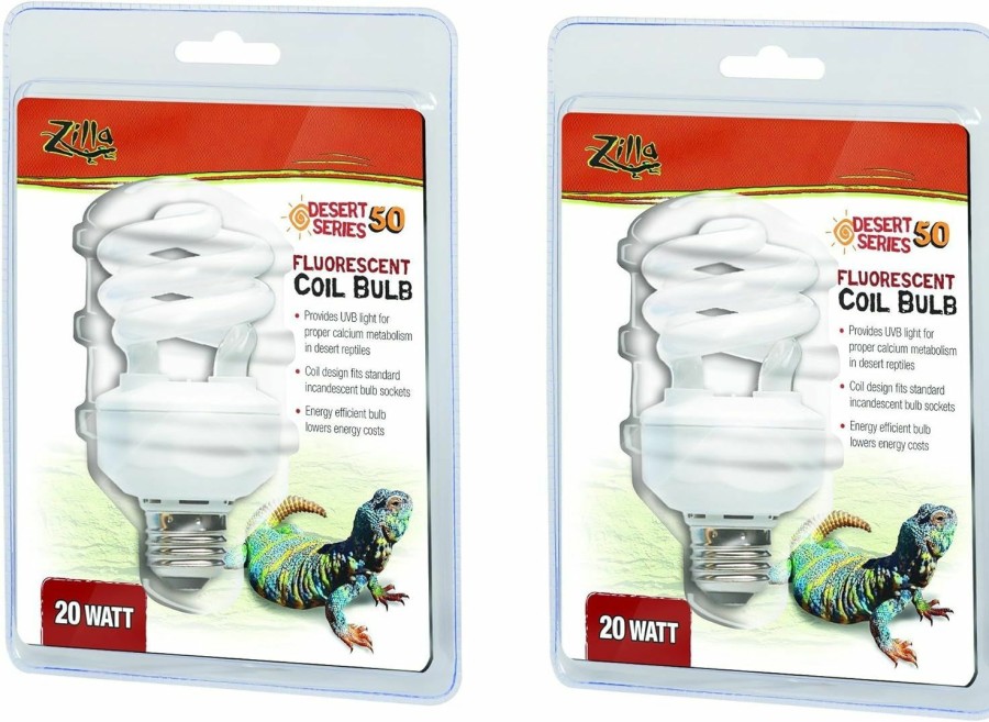 Reptiles & Amphibian Zilla | Zilla Uvb Fluorescent Desert Coil Bulb, 20 Watt (2 Pack)