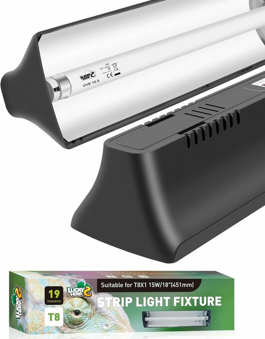 Reptiles & Amphibian LUCKY HERP | Lucky Herp T8 Reptile Light Fixture Combo Kit 15W (New Upgrade), Uvb Reptile Light Fixture With Desert Uvb 10.0 Fluorescent Tube, Uva Uvb Reptile Light For Amphibian, Lizard, Bearded Dragon, Tortoise