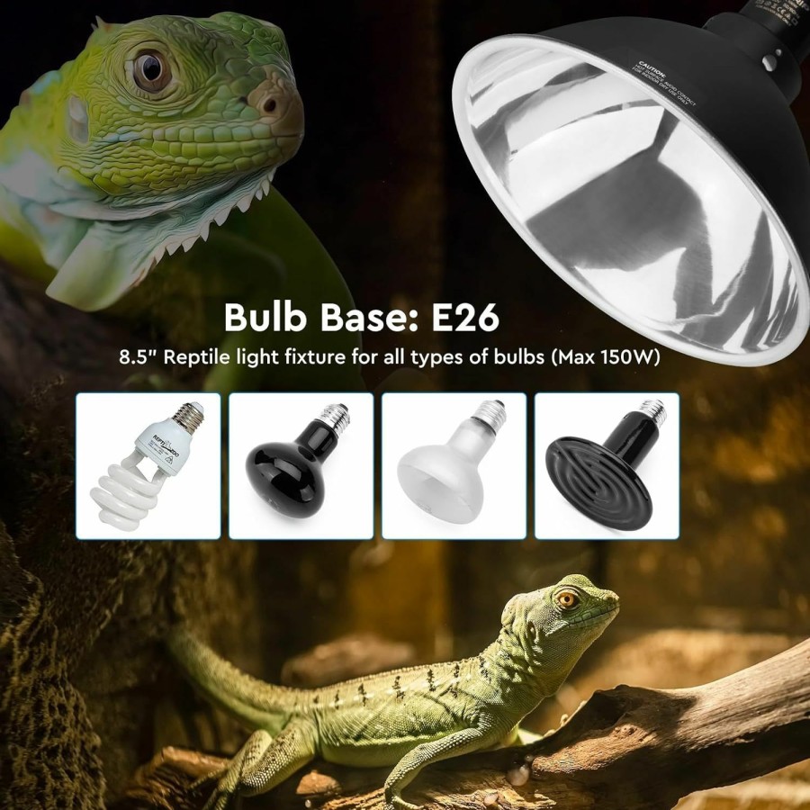 Reptiles & Amphibian REPTITRIP | Reptitrip Dual Reptile Light Fixture, Suitable For Reptile Heat Lamp And Uvb Reptile Light, Maximum 150W, Reptile Lighting Accessories, Improve Uvb And Heat Lamp Performance E26 Socket