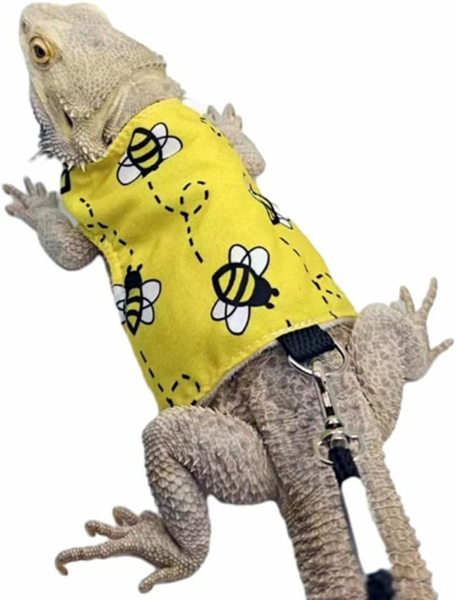 Reptiles & Amphibian Anelekor | Anelekor Lizard Clothes With Leash For Real Lizard,Bearded Dragon Harness And Leash Set,Leopard Gecko Costume,Reptile Hoodies Apparel For Skin Protection (Leopard)