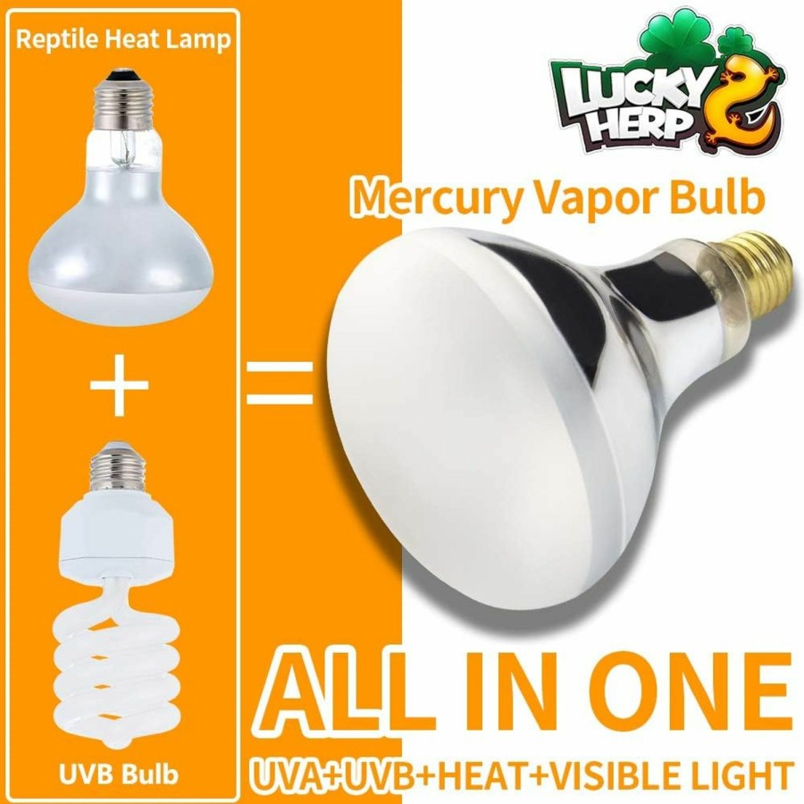 Reptiles & Amphibian LUCKY HERP | Lucky Herp 80 Watt Uva+Uvb Vapor Heat Lamp Bulb, High Intensity Self-Ballasted Heat Basking Lamp/Bulb/Light For Reptile And Amphibian, Sun Lamp For Bearded Dragon Lizard Turtle