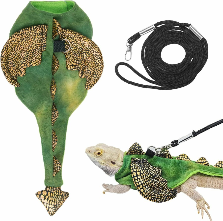 Reptiles & Amphibian ADOGGYGO | Adoggygo Bearded Dragon Harness Leash Set, Lizard Dragon Costume Adjustable Lizard Dinosaur Leash Harness For Bearded Dragon Reptiles (Small)