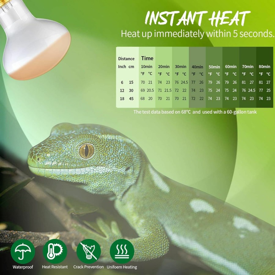 Reptiles & Amphibian FIVEAGE | Fiveage Reptile Heat Lamp 50W Basking Spot Bulb Uva Light Sun Light Daylight Bulb Soft White For Reptile And Amphibians,Tortoise Lizard, 2 Pack