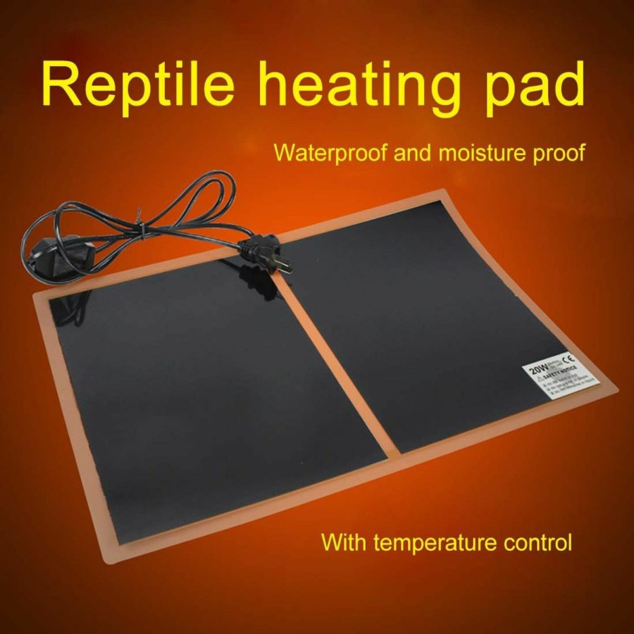 Reptiles & Amphibian MQ | Mq Reptile Terrarium Heat Pad With Lcd Digital Thermometer, 5.5 X 6In Power Adjustment Under Tank Heater Mat For Pets, Small Animals, Seedling, 5W