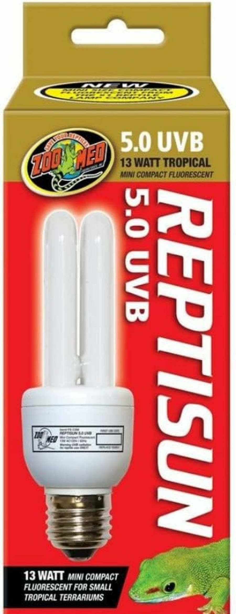 Reptiles & Amphibian Zoo Med | Zoo Med Reptisun 5.0 Uvb Mini Compact Fluorescent (Pack Of 2)