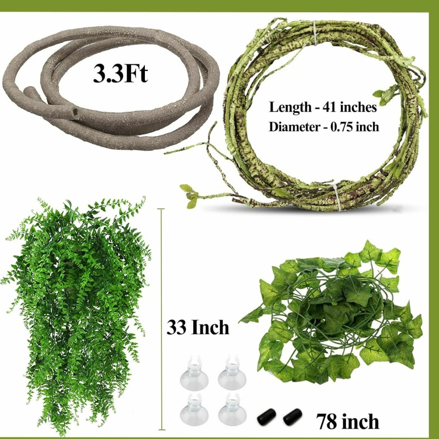 Reptiles & Amphibian HERCOCCI | Hercocci Reptile Vines, Flexible Jungle Climbing Vines Terrarium Plastic Plants And Leaves Tank Accessories Decor For Gecko Snake Lizard Bearded Dragon Hermit Crab Frog