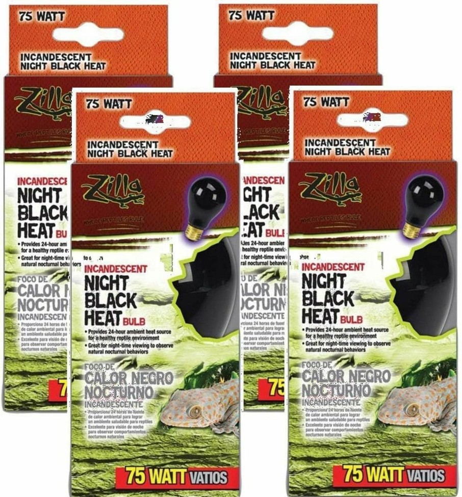 Reptiles & Amphibian Zilla | Zilla 4 Pack Of Night Black Incandescent Heat Bulbs, 75 Watts