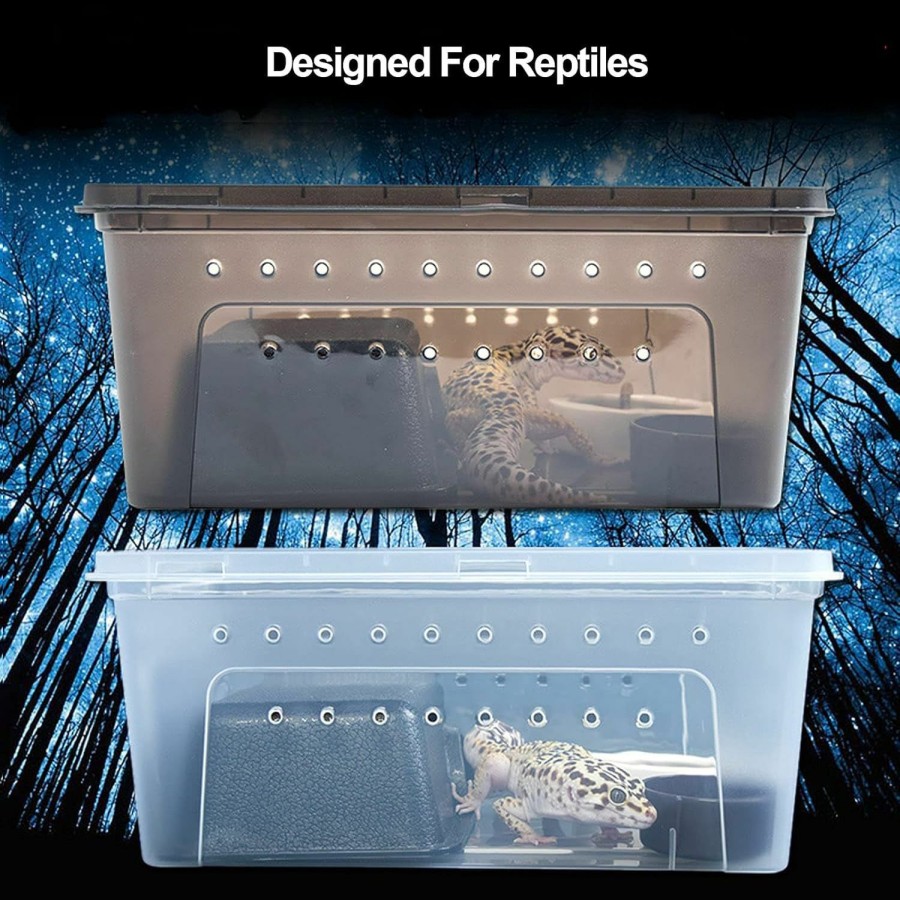 Reptiles & Amphibian kathson | Kathson Reptile Snake Feeding Box Breeding Hatching Container Lizard Tarantula Habitat Portable Transparent Plastic Mini Pet Houses For Spider Scorpion Gecko (Black)