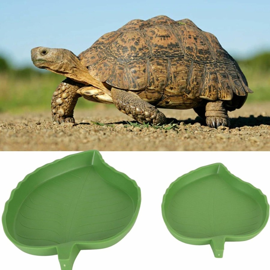 Reptiles & Amphibian LinaLife | Linalife 2 Sizes Reptile Leaf Food Water Bowl Plate Dish Tortoise Terrarium Lizard Vivarium,2 Pieces Leaf Reptile Food Water Bowl Plate Dish For Tortoise Corn Snake Crawl Pet Drinking And Eating