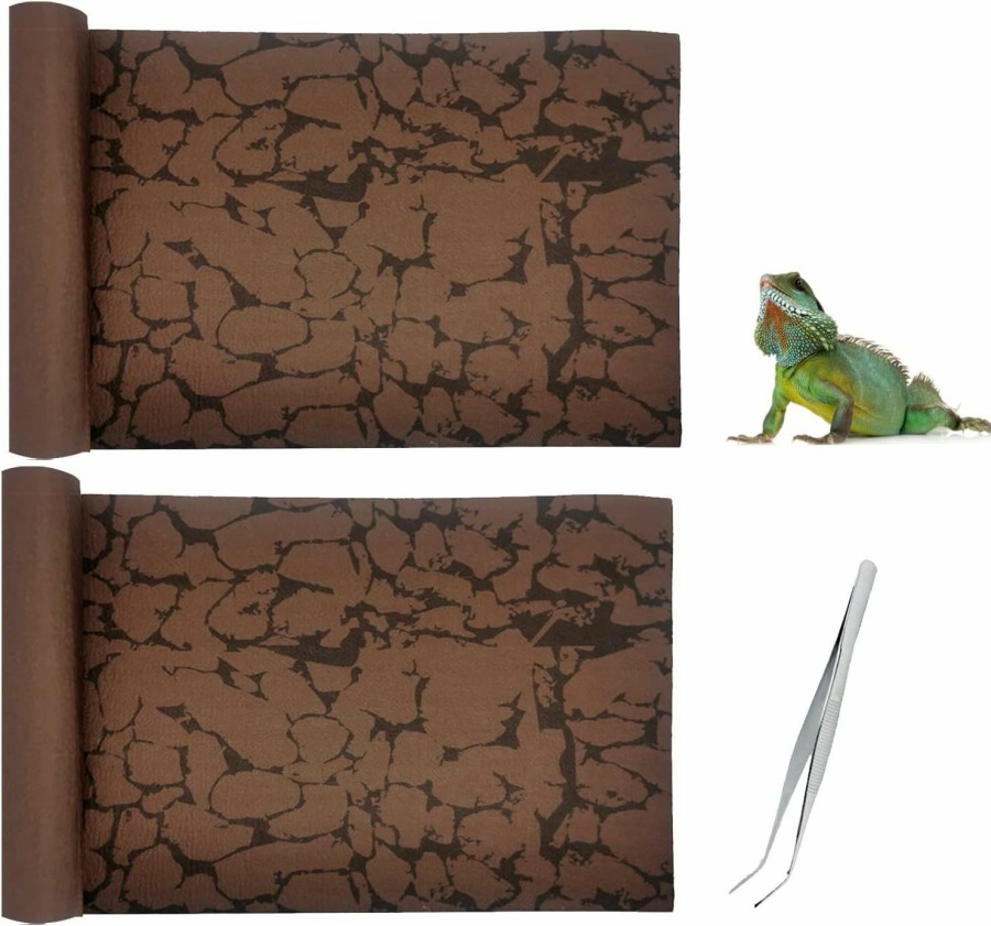 Reptiles & Amphibian Tfwadmx | Tfwadmx Reptile Carpet Sand Mat For Bearded Dragon Terrarium Substrate Liner Brown Reversible Lizard Bedding Mats For Cage Leopard Gecko Tortoise Turtle Snake Chameleon With Tweezer 20\"X 39\"(2 Pcs)