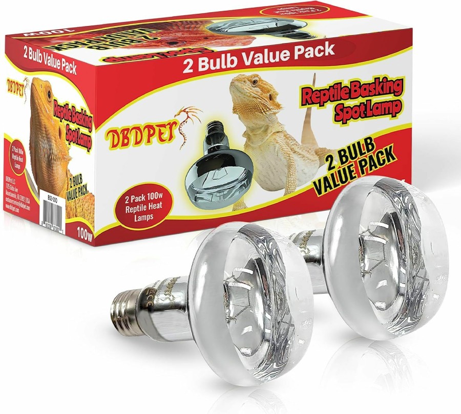 Reptiles & Amphibian DBDPet | Dbdpet Reptile Basking Lamp 100W - Value 2 Pack - Perfect Reptile Heat Light For Bearded Dragons, Chameleons, Iguanas, Uromastyx And More