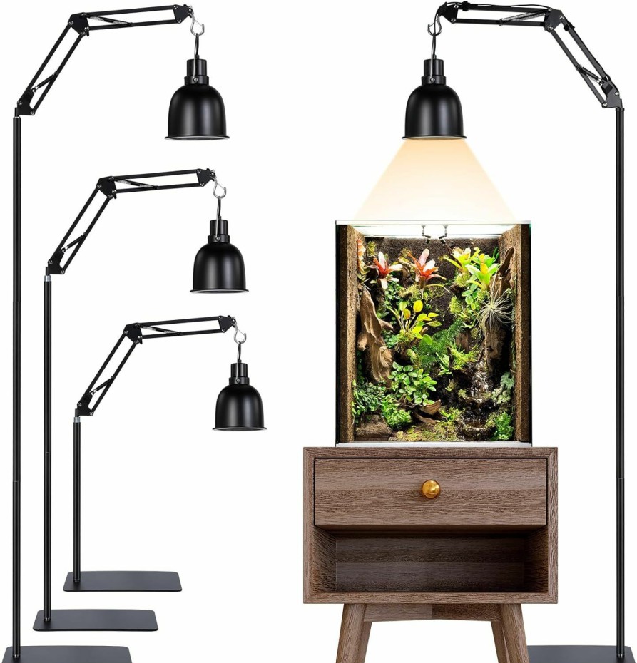 Reptiles & Amphibian Loplurea | Loplurea Reptile Heat Lamp Stand - 15-69 Inch Adjustable Metal Terrarium Hanging Light Holder Mount With 360 Adjustable Swing Arm For Bearded Dragon Gecko Turtles Snake Fish And Chicks