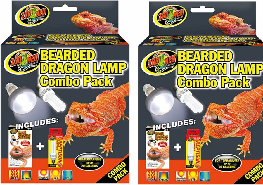 Reptiles & Amphibian Zoo Med | Zoo Med 2 Pack Of Bearded Dragon Lamp Combo Packs