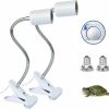 Reptiles & Amphibian JIMEJV | Jimejv Reptile Heat Lamp, 2 Pack Uva + Uvb Full Spectrum Sun Lamp With 360 Rotatable Clips And Adjustable Switch For Turtle Lizard Snake Aquarium Chameleons Amphibians (White, 75W Bulbs)