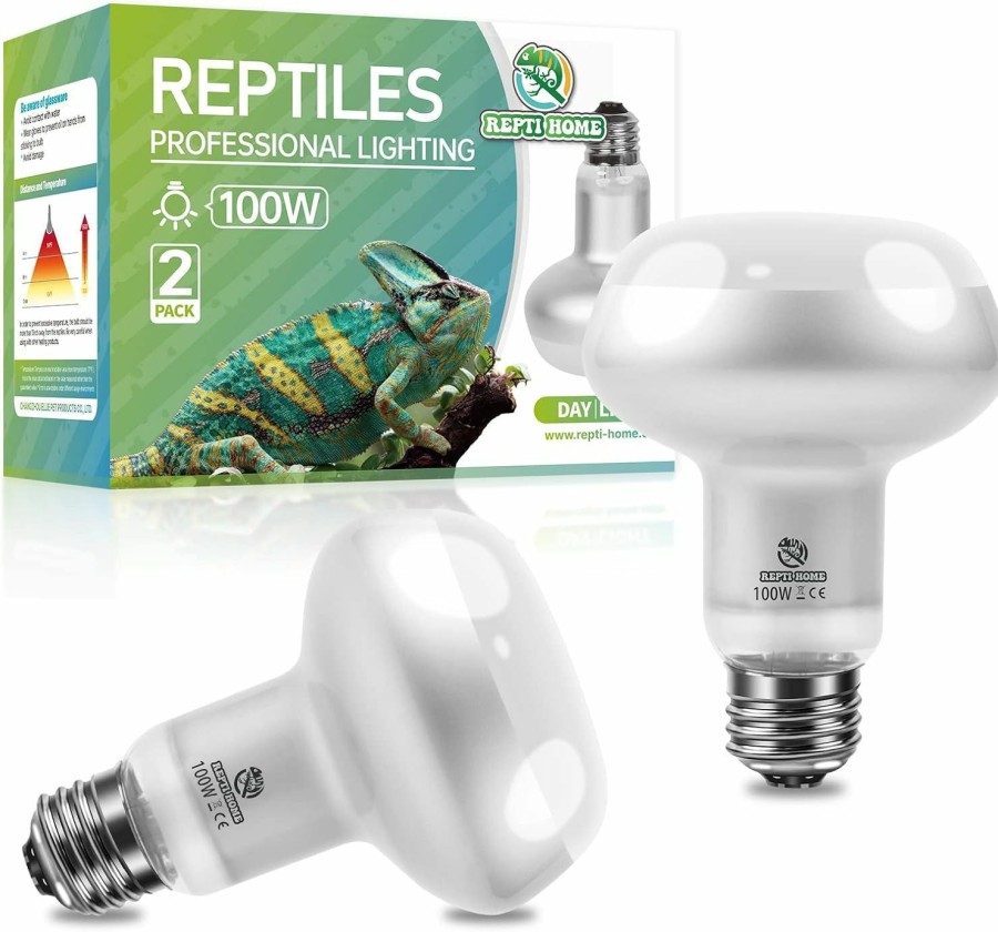 Reptiles & Amphibian REPTI HOME | Repti Home Reptile Heat Lamp Bulbs 100W-2 Pack, Reptiles & Amphibians Uva Basking Spot Lamp Bulb,Simulate Natural Sunlight Reptile Daylight Heat Bulb For Bearded Dragon, Snake