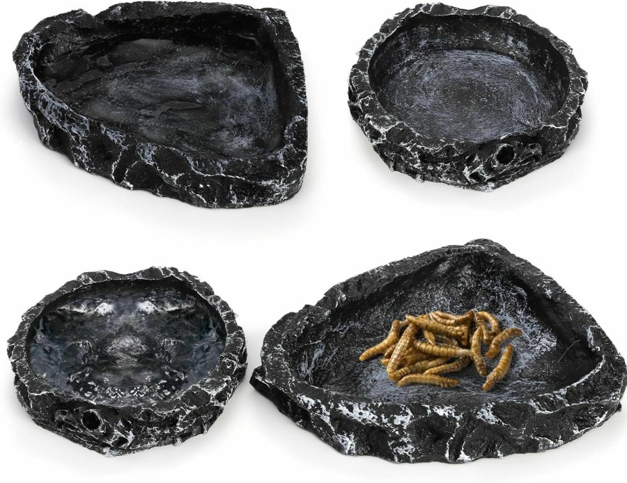 Reptiles & Amphibian Frcctre | Frcctre 4 Pack Reptile Food Dish Bowl, Reptile Feeding Dish Water Bowl, Amphibian Reptile Breadworm Feeding Terrarium Bowl For Leopard Gecko Lizard Tortoise Frog Bearded Dragon Chameleon