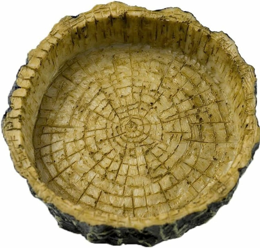 Reptiles & Amphibian OMEM | Omem Reptile Natural Bowl Food And Water Dish Resin Made (Tree Bark)